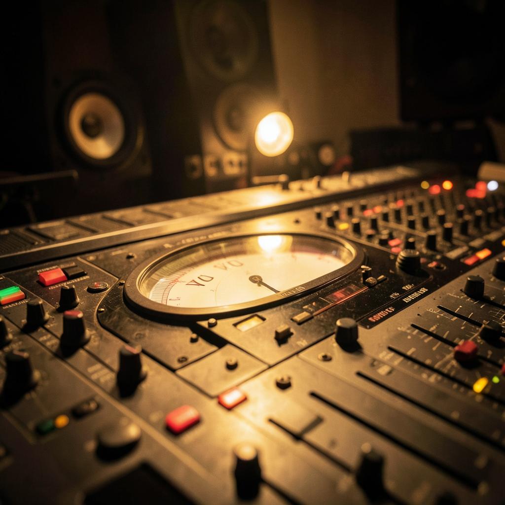 VU meter and faders on a mixing desk