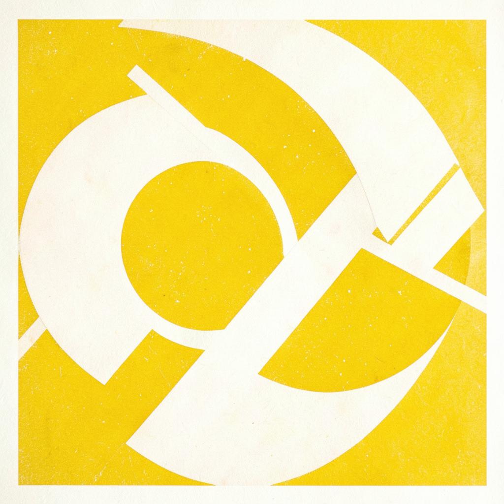 Acid yellow geometric screenprint artwork